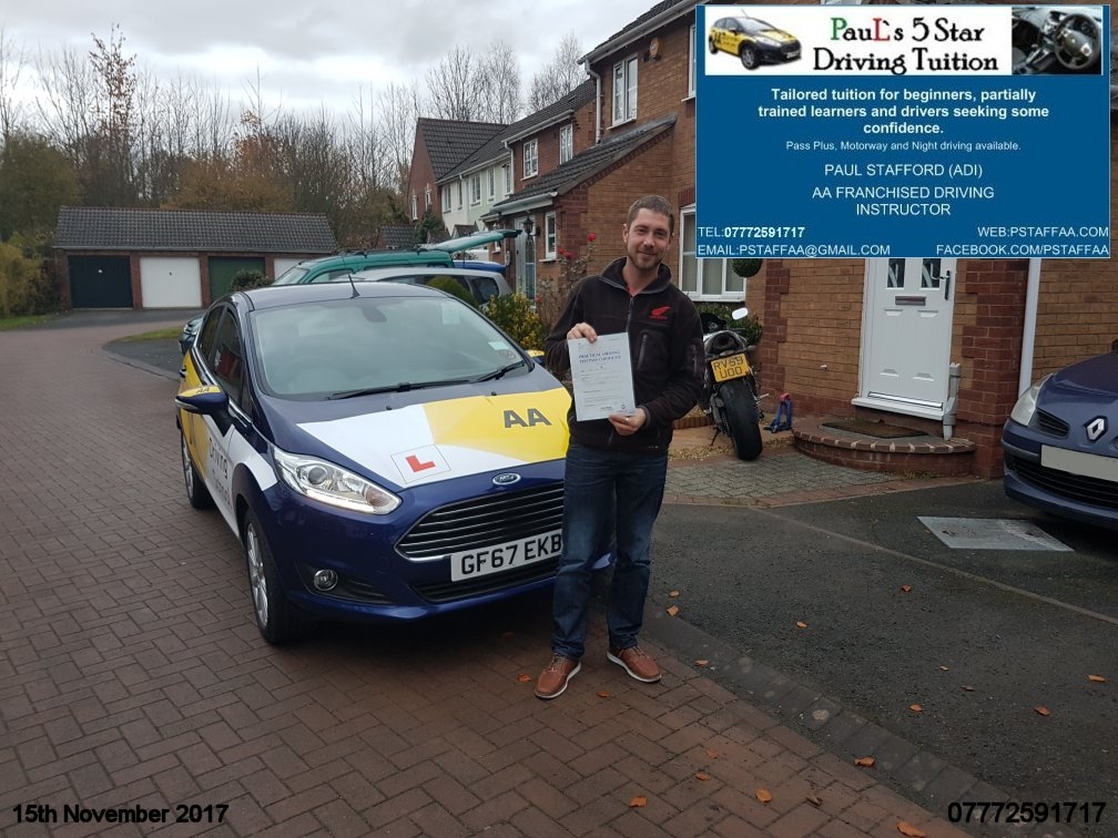 First Time Driving Test Pass Rob Mcillroy with Pauls 5 Star Driving Tuition